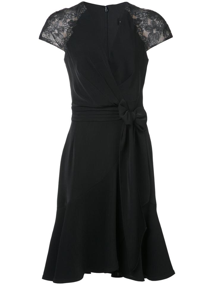 Tadashi Shoji Lace Sleeves Wrap Dress - Black