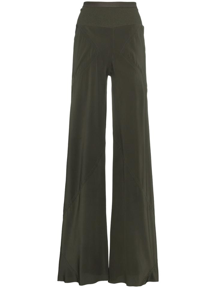 Rick Owens High Waist Bias Cut Flared Trousers - Green