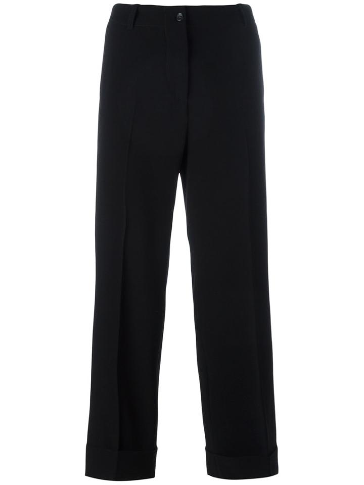 Alberto Biani - Straight Cropped Trousers - Women - Polyester/acetate/triacetate/viscose - 40, Black, Polyester/acetate/triacetate/viscose