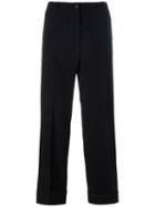 Alberto Biani - Straight Cropped Trousers - Women - Polyester/acetate/triacetate/viscose - 40, Black, Polyester/acetate/triacetate/viscose
