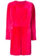 Yves Salomon Straight Fit Coat - Pink & Purple