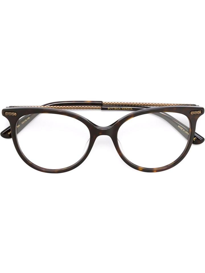 Bottega Veneta Round Frame Glasses, Brown, Acetate/metal Other