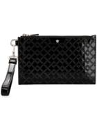 Versace Monogram Embossed Pouch Bag - Black