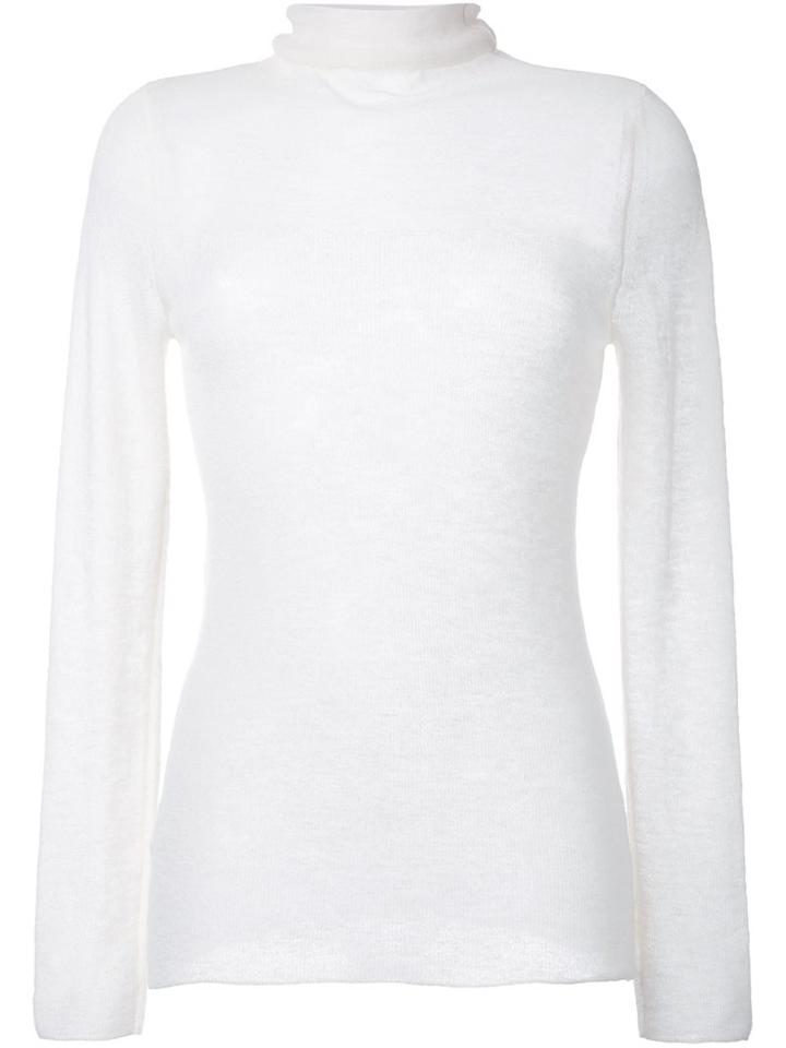 Rito Semi Sheer Long Fit Knitted Top, Women's, Size: 38, White, Mohair