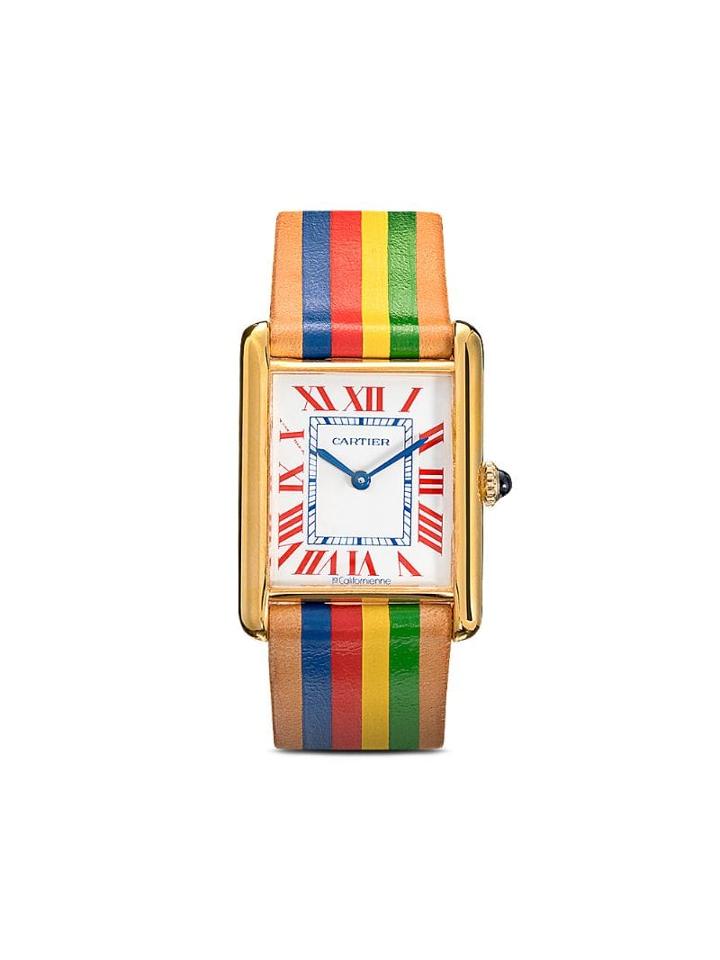 La Californienne Multicoloured Rainbow Leather Cartier Tank Watch -