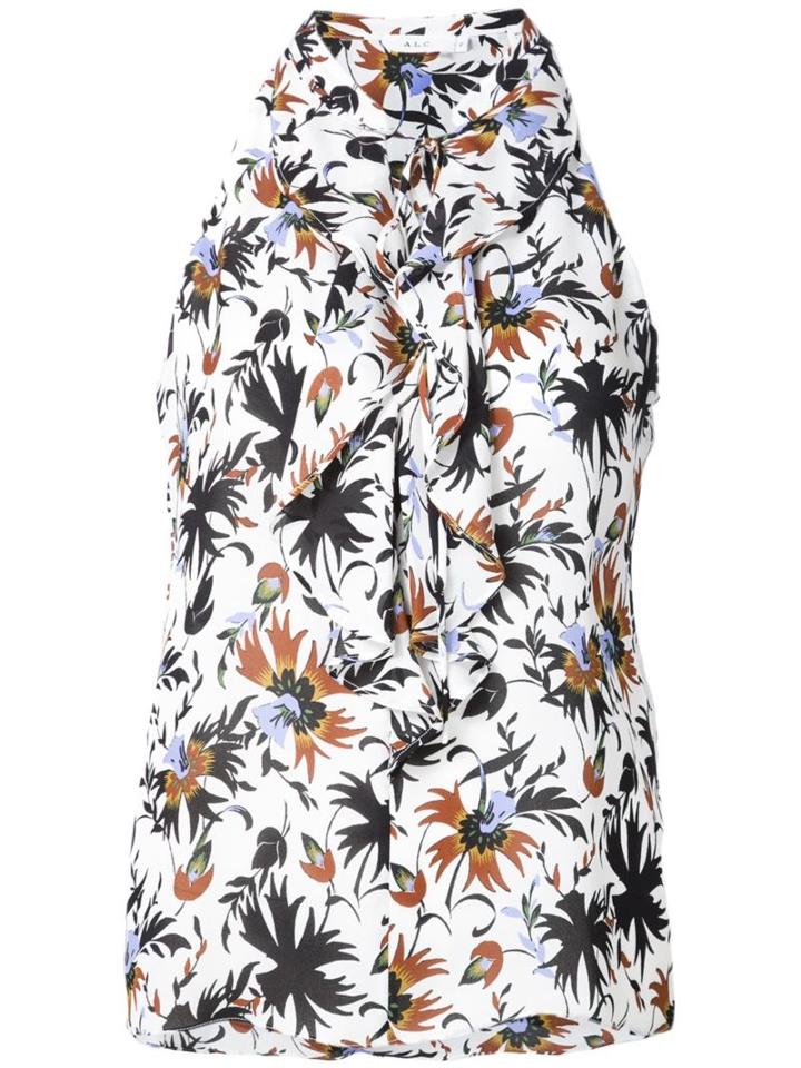 A.l.c. Floral Print Top, Women's, Size: 0, White, Silk
