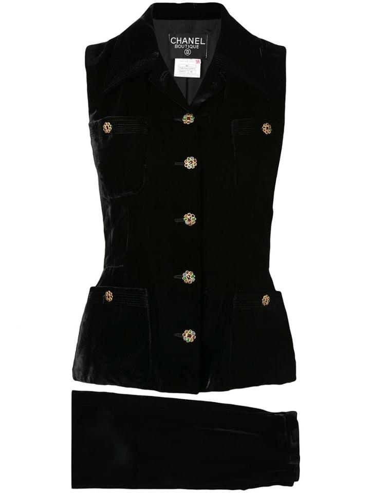 Chanel Pre-owned Two-piece Sleeveless Skirt Suit - Black