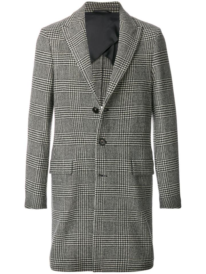 Dondup Glen Check Pattern Coat - Black