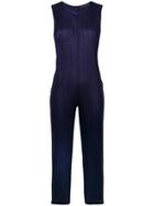 Pleats Please By Issey Miyake Cropped Sleeveless Jumpsuit - Blue