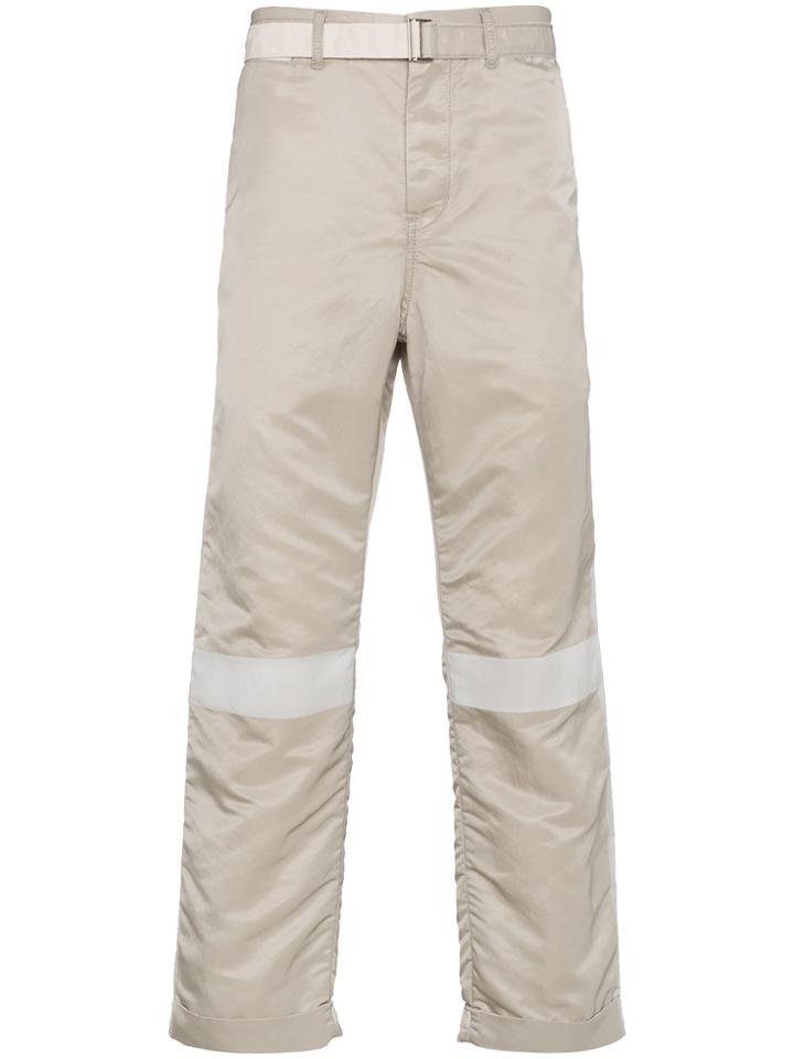 Sacai Ma-1 Belted Trousers With Stripe Detailing - Nude & Neutrals