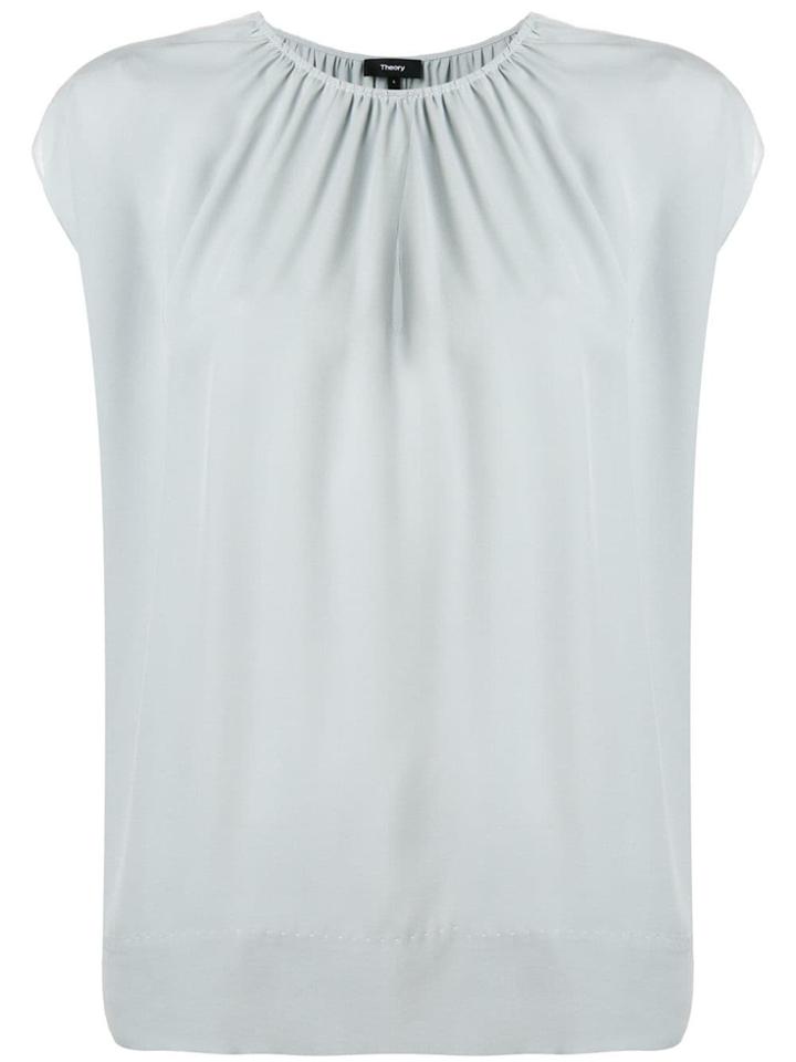 Theory Cap Sleeve Blouse - Blue