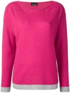 Ermanno Ermanno Contrast Hem Jumper - Pink & Purple