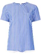 Sacai Rear Zip Pinstriped Shirt - Blue
