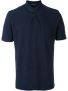 Roberto Collina Mandarin Collar Polo Shirt, Men's, Size: 46, Blue, Cotton