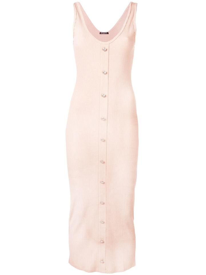 Balmain Ribbed Button-down Dress - Neutrals