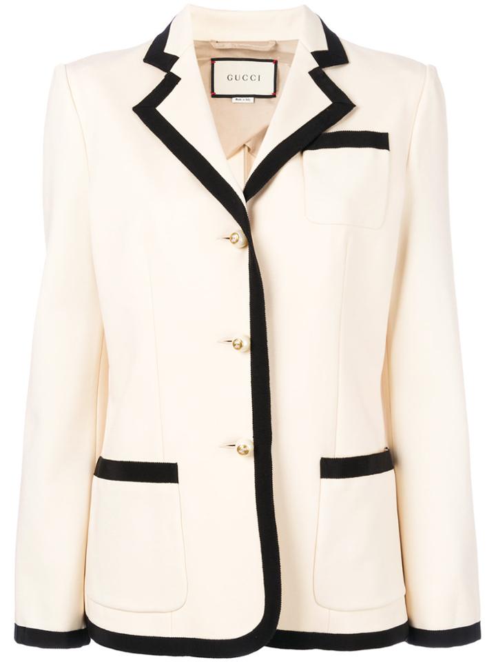 Gucci Grosgrain Trim Blazer - Nude & Neutrals