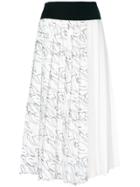 Victoria Victoria Beckham Scribble Swan Print Pleated Skirt - White