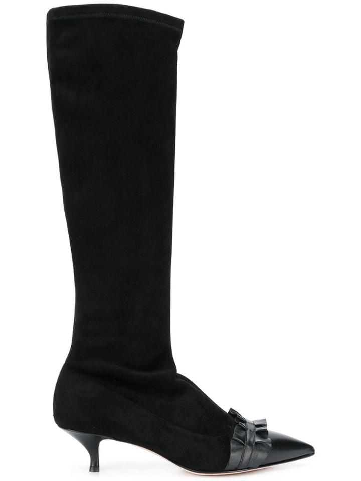 Red Valentino Slip-on Ruffled Boots - Black