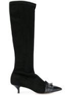 Red Valentino Slip-on Ruffled Boots - Black