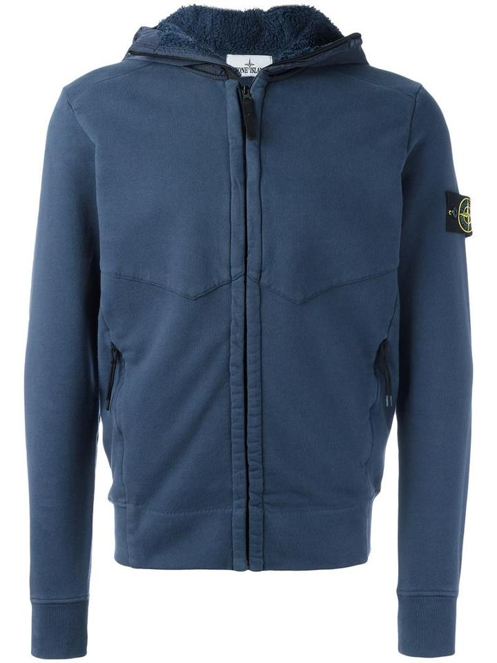 Stone Island Hooded Sweathirt, Men's, Size: Xl, Blue, Cotton/polyamide