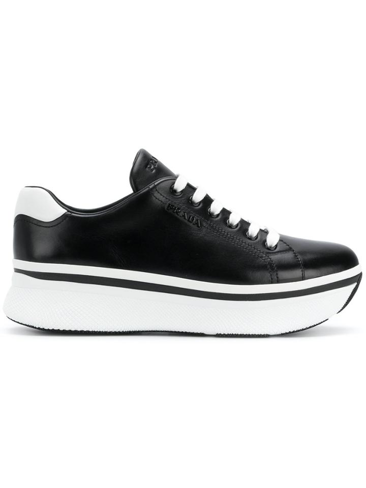 Prada Platform Low Top Sneakers - Black