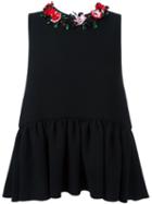 Msgm Embellished Neck Peplum Top, Women's, Size: 42, Black, Polyester/wool
