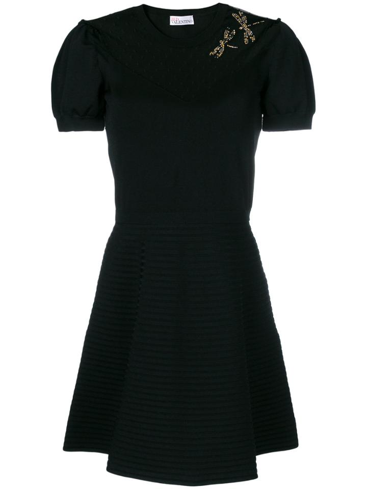 Red Valentino Shortsleeved Mesh Detail Dress - Black