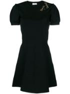 Red Valentino Shortsleeved Mesh Detail Dress - Black