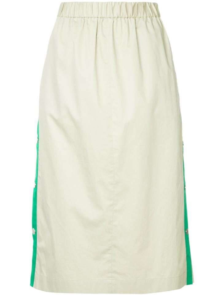 Tibi Side Stripe Snap Skirt - Brown
