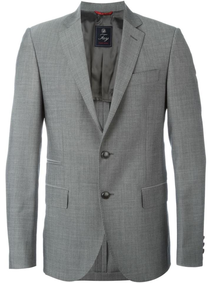 Fay Classic Buttoned Blazer, Men's, Size: 46, Grey, Viscose/virgin Wool