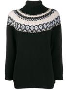 Lamberto Losani Argyle Knit Roll Neck Sweater - Black