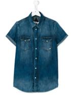 John Galliano Kids - Shortsleeved Denim Shirt - Kids - Cotton - 16 Yrs, Blue