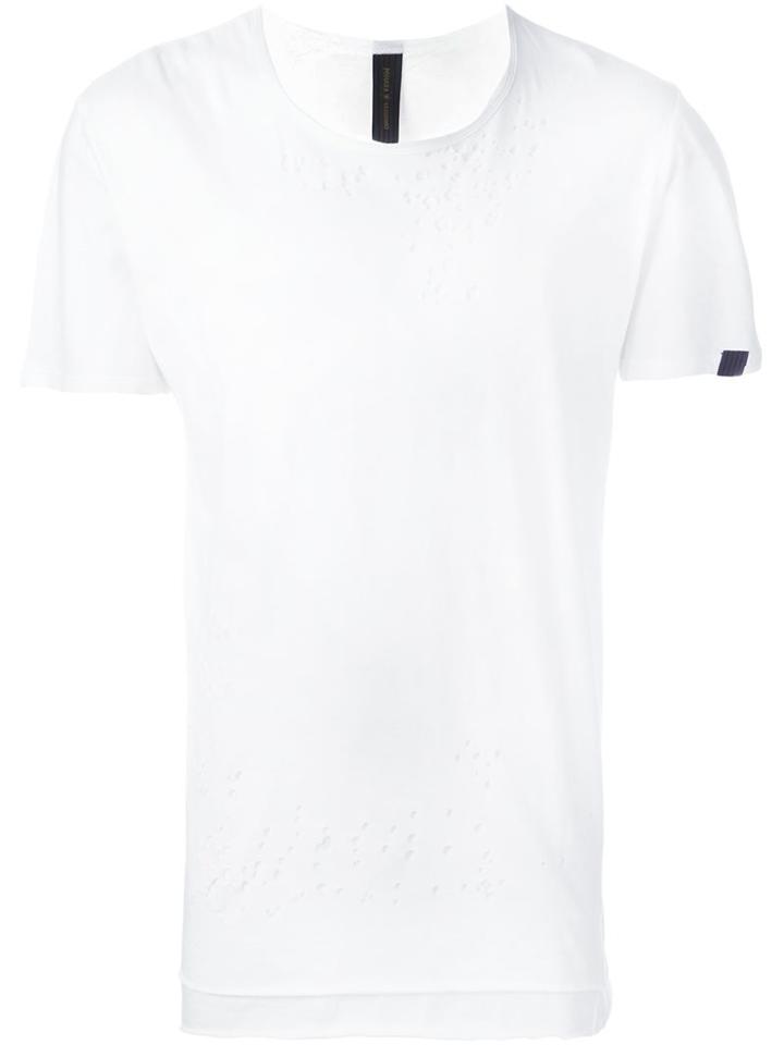 Miharayasuhiro Distressed T-shirt, Men's, Size: 50, White, Cotton