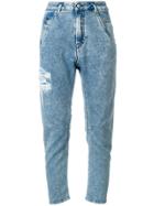 Diesel Distressed Cropped Tapered Jeans - Blue