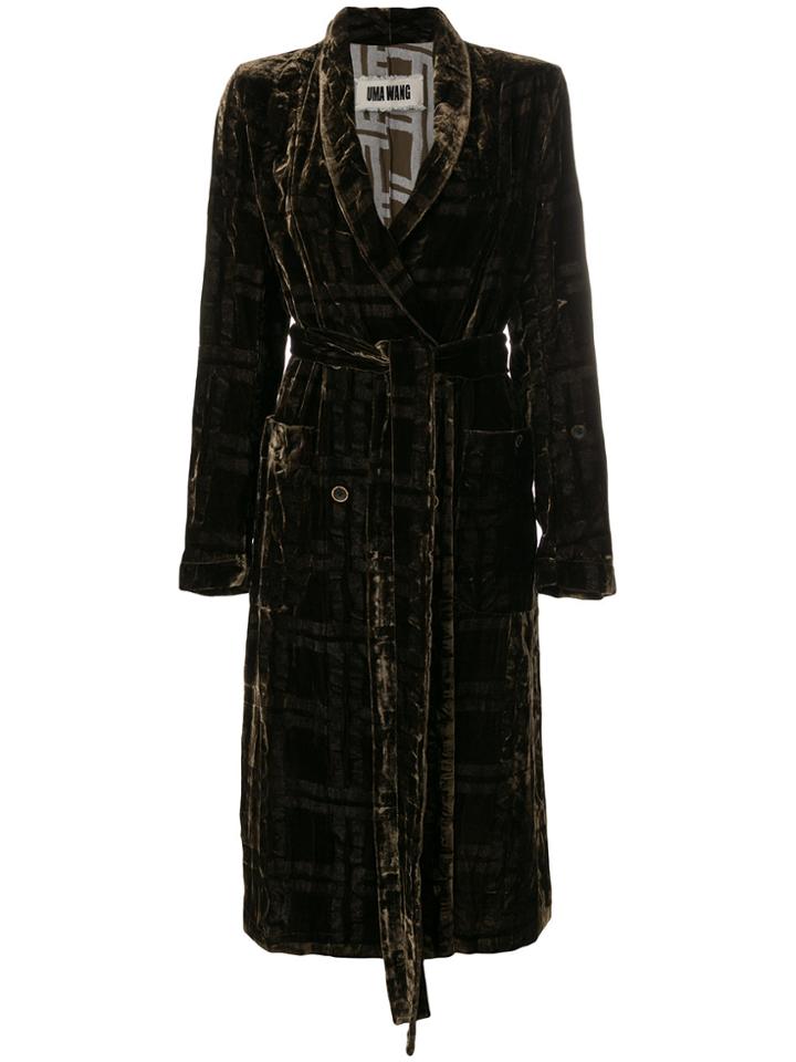 Uma Wang Belted Square Design Coat - Brown