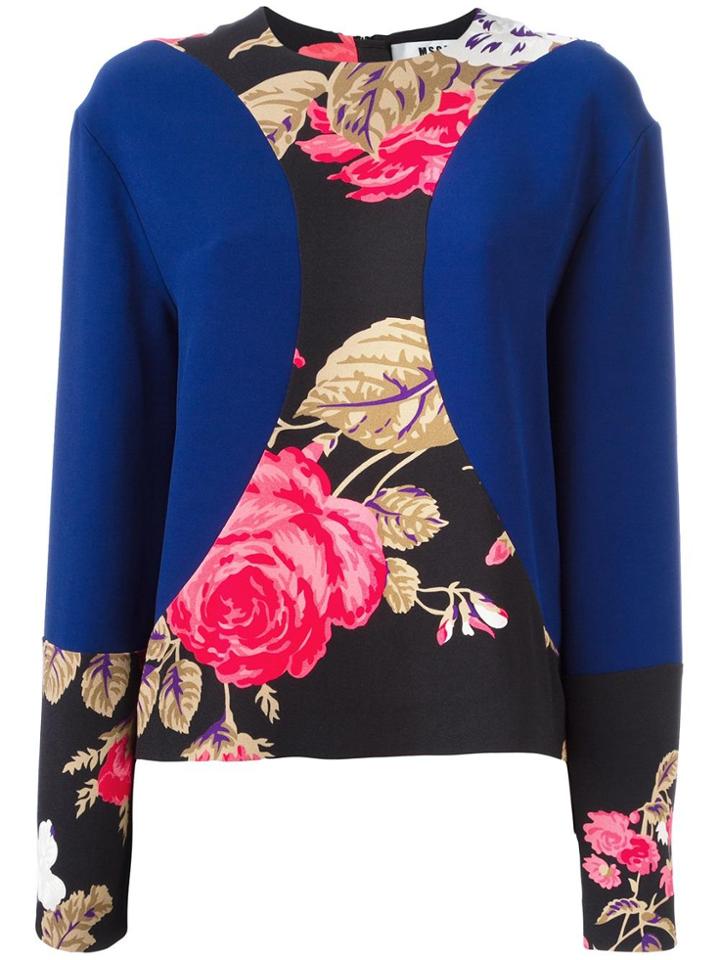 Msgm Floral Panel Jumper - Blue