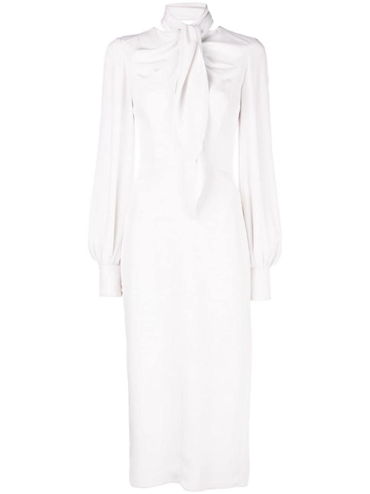 Carolina Herrera Scarf Neck Midi Dress - White