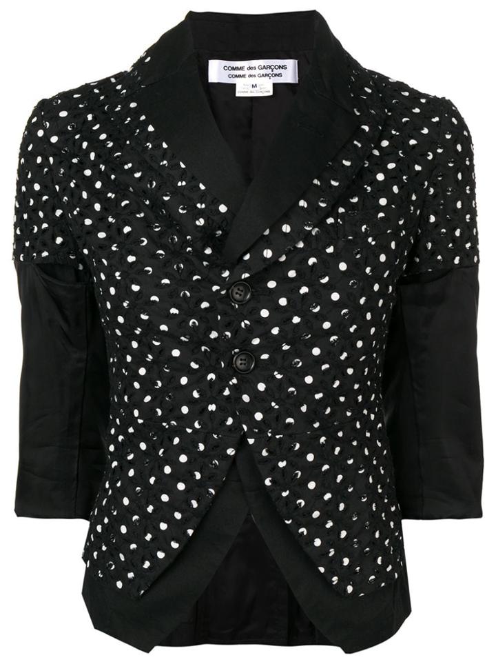 Comme Des Garçons Vintage Panelled Polka Dot Print Jacket - Black