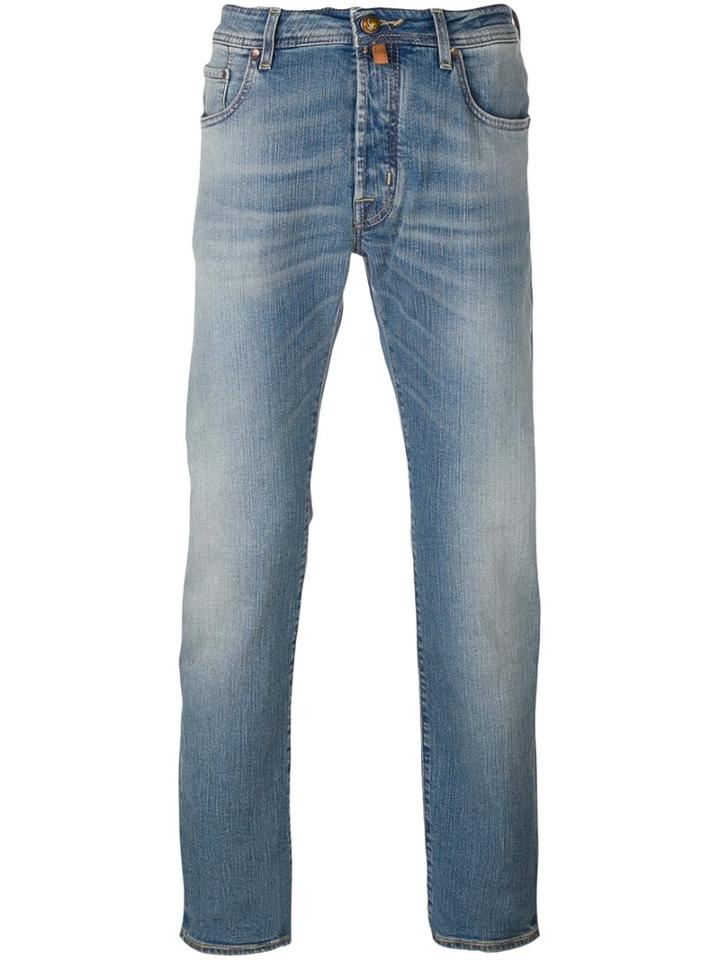 Jacob Cohen Straight Leg Jeans, Men's, Size: 35, Blue, Cotton/polyester/spandex/elastane
