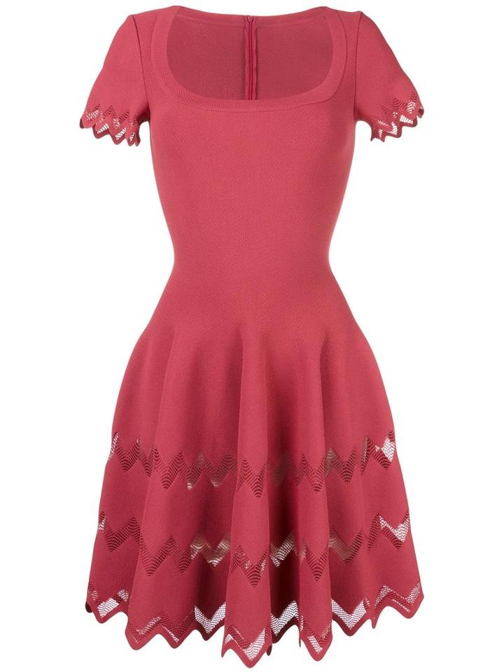Alaïa Zigzag Filet Carre Dress, Women's, Size: 36, Pink/purple, Viscose/polyester