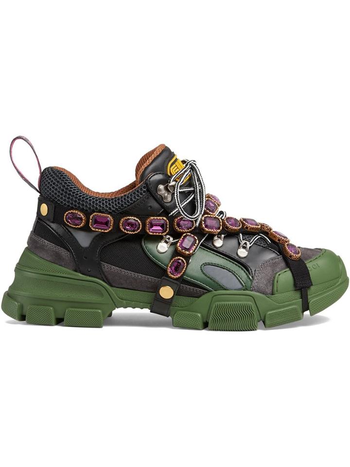 Gucci Flashtrek Sneakers With Removable Crystals - Black
