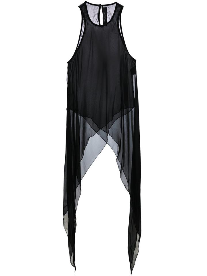 Federica Tosi - Sheer Draped Top - Women - Silk - L, Black, Silk