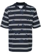 Sacai Striped Paint-splatter T-shirt - Blue