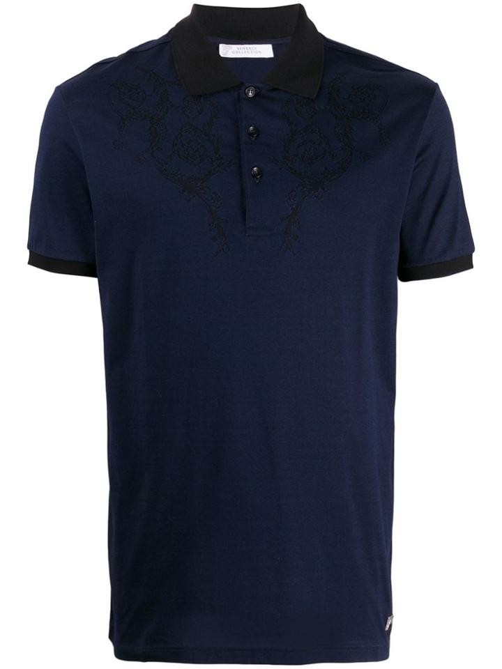 Versace Collection Jacquard Polo Blue