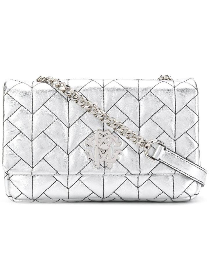 Roberto Cavalli Quilted-effect Shoulder Bag - Silver