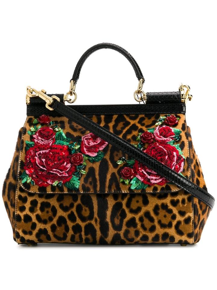 Dolce & Gabbana Leopard Sicily Tote Bag - Brown