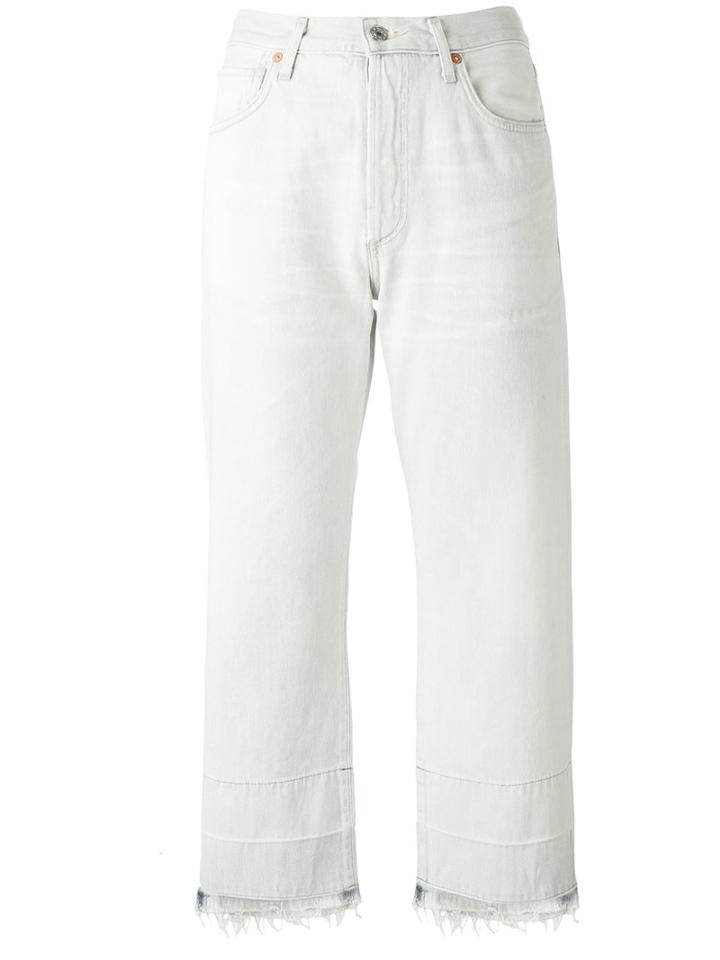 Citizens Of Humanity Cropped Straight Jeans, Women's, Size: 29, Grey, Cotton