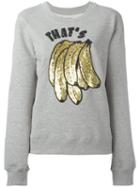 Essentiel Antwerp Bananas Print Sweatshirt, Women's, Size: Xs, Grey, Cotton/viscose/polyvinyl Acetate (pva)/glass