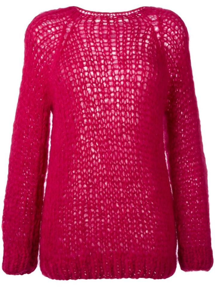 Maiami Ribbed Trim Jumper, Women's, Size: Large, Pink/purple, Mohair/wool/polyamide