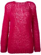 Maiami Ribbed Trim Jumper, Women's, Size: Large, Pink/purple, Mohair/wool/polyamide